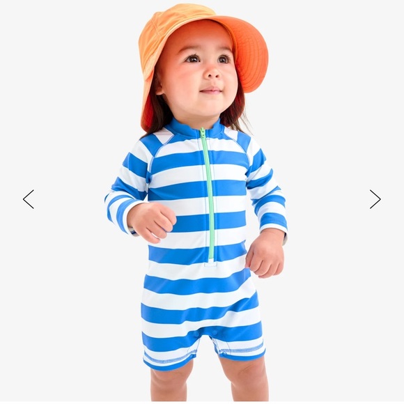 Primary Baby one-piece rash guard in stripe 6-12 months - Picture 1 of 13